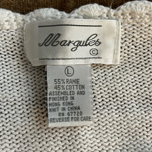 Vintage Margules Ramie and Cotton Sweater w Pink Floral Embroidery - Picture 4 of 9